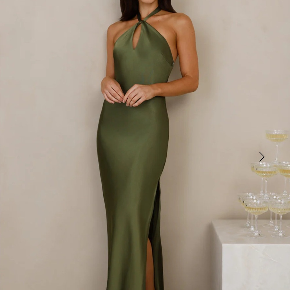Hello Molly Delilah Satin Halter Maxi Dress
